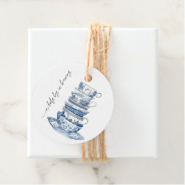 Blue Blommigt Tea Party Baby Shower Gåvor Etiketter