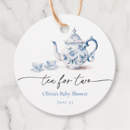 Blue Blommigt Tea Party Twin Baby Shower Gåvor Etiketter