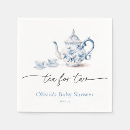Blue Blommigt Tea Party Twin Baby Shower Pappersservett