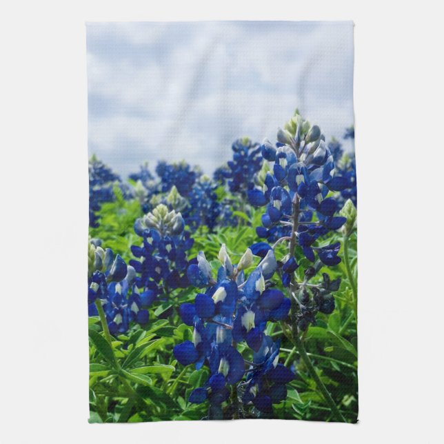 Blue Blommigt Texas Texan Elegant Kökshandduk (Vertikal)