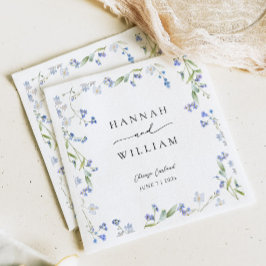 Blue Blommigt Wildblomma Bröllop Pappersservett