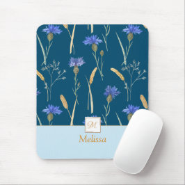 Blue Blommigt Wildblommonogram Musmatta