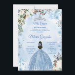 Blue Blommigt & Winter Helgdag Mis Quince Birthday Inbjudningar<br><div class="desc">Blått Blommigt och Helgdag Mis-köpoption från höstdagen</div>