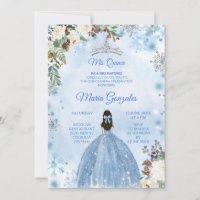 Blue Blommigt & Winter Helgdag Mis Quince Birthday