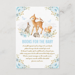 Blue Blommigt Woodland Hjort Bunny Bokar för Baby Tilläggskort