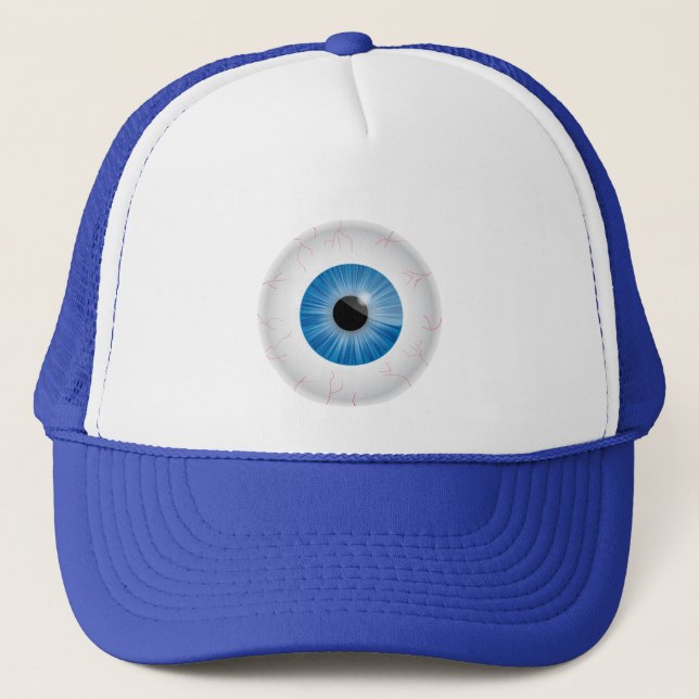 Blue Bloodshot Eyeball Hat Truckerkeps (Framsida)