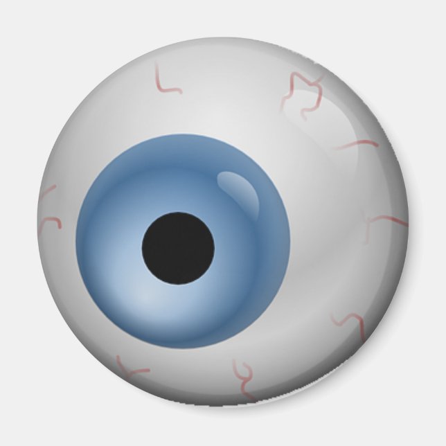 Blue Bloodshot Zombie Eyeball Halloween Magnet (Framsidan)
