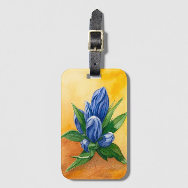 Blue Bloom - Blommigt Art Luggage Tag Bagagebricka (Skapare uppladdad)