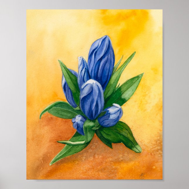 "Blue Bloom" från Ramedious - Watercolor Blommigt  Poster (Framsidan)