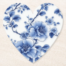 Blue Bloom Heart Napkin