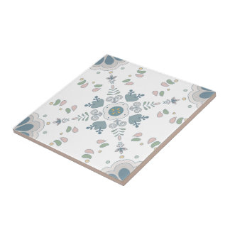 Blue Bloom Mandala Tile Kakelplatta