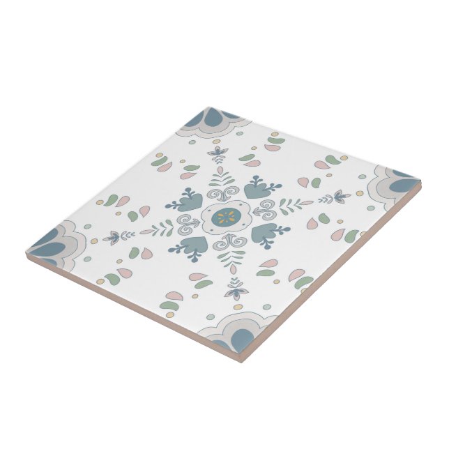 Blue Bloom Mandala Tile Kakelplatta (Sidan)