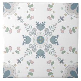Blue Bloom Mandala Tile Kakelplatta