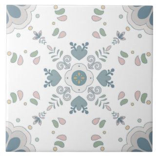 Blue Bloom Mandala Tile Kakelplatta