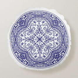 Blue Bloom mosaic Rund Kudde