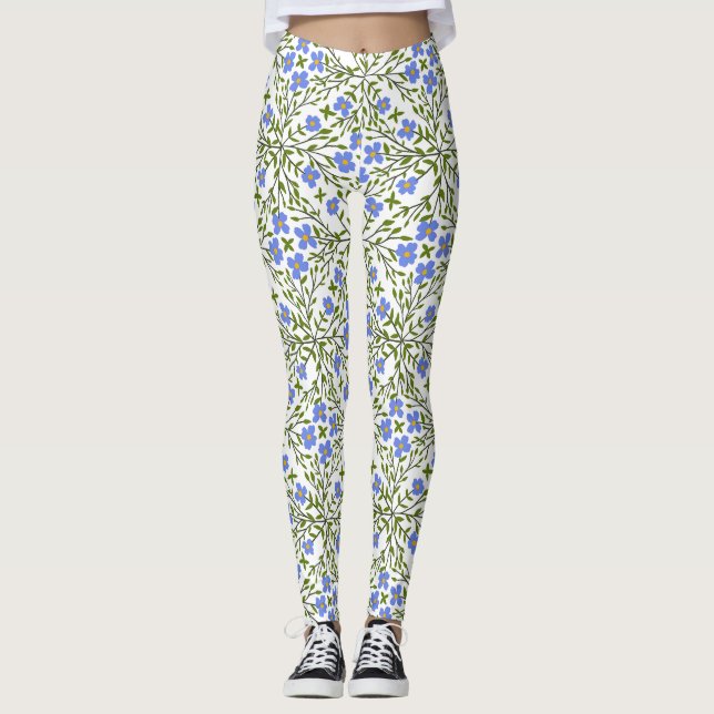 Blue Blooms Ditsy-Blommigt Leggings (Framsida)