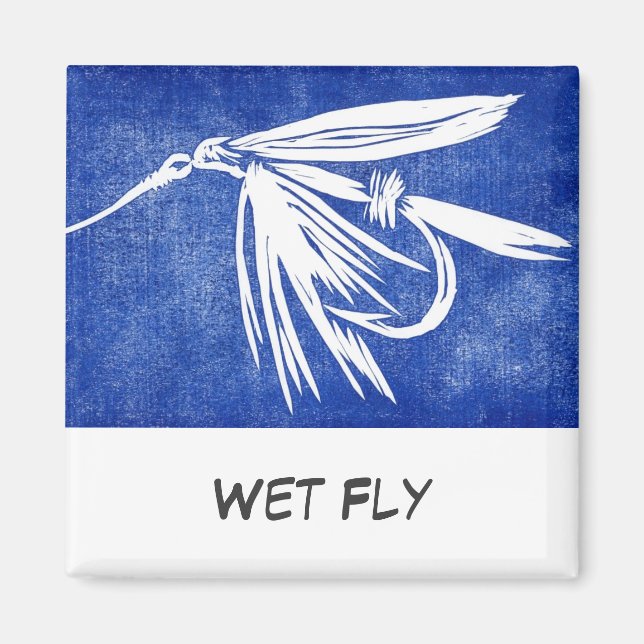 "Blue Blöt Fly" Flödesfiske Art Magnet (Framsidan)