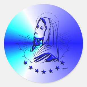 Blue Blsed Virgin Mary - Guds Mor Runt Klistermärke
