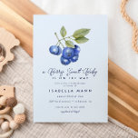Blue Blueberry Berry Sweet Baby Shower Inbjudningar<br><div class="desc">Blåblåbär,  babybojinbjudan till babykläder från bär</div>
