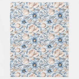 Blue & Blush Botanical Watercolor Fleecefilt