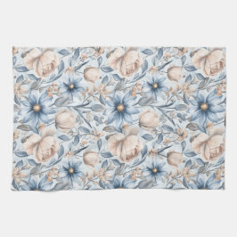 Blue & Blush Botanical Watercolor Kökshandduk