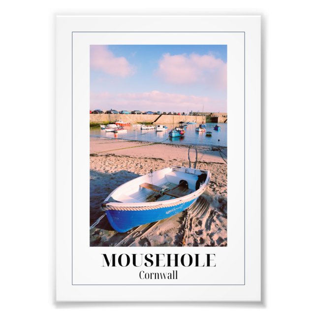 Blue Boat, Mousehole Harbour, Cornwall Fototryck (Framsidan)
