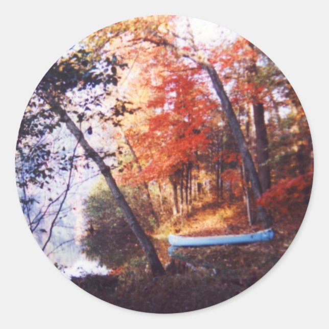 Blue Boat Runt Klistermärke (Framsida)