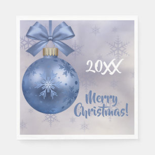 Blue Bobble Ornament på Silke Ribbon Napkins Pappersservett