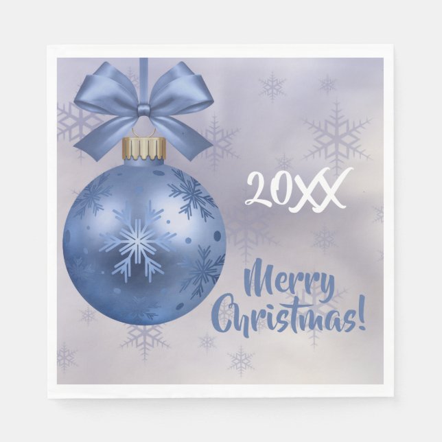 Blue Bobble Ornament på Silke Ribbon Napkins Pappersservett (Framsidan)