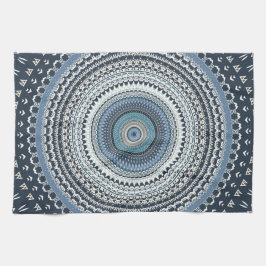 Blue Bohemian Boho Mandala Kökshandduk