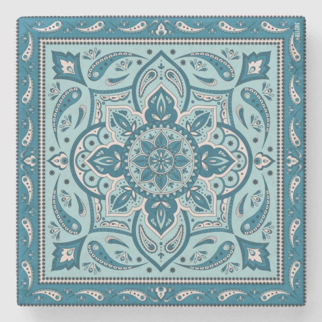 Blue Bohemian Mandala Bandana Stenunderlägg (Framsidan)