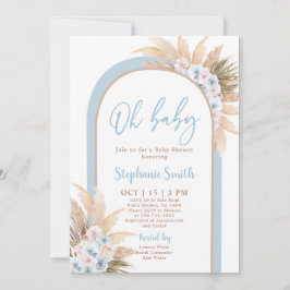 Blue Boho Arch Baby Shower Boy-inbjudan Inbjudningar