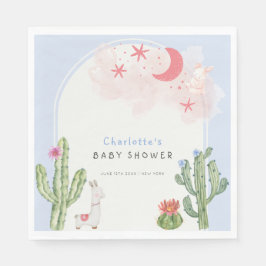 Blue Boho Arch Cactus Leksak Boy Shower Pappersservett