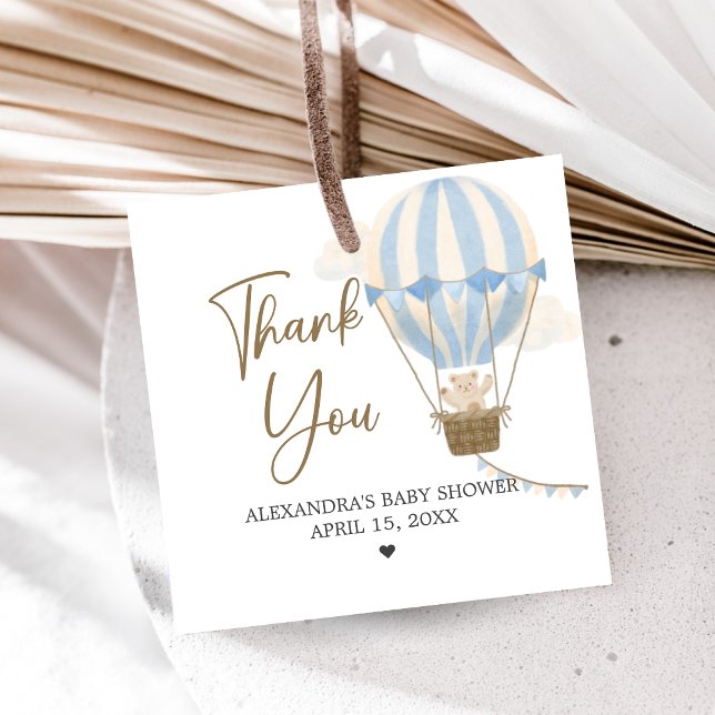 Blue Boho Bear Baby Shower  Gåvor Etiketter (Oh Baby Bear Baby Shower Favor Tags)