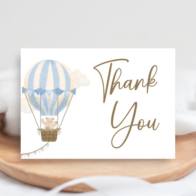 Blue Boho Bear Baby Shower  Tack Kort (Oh Baby Bear Baby Shower Thank You Card)