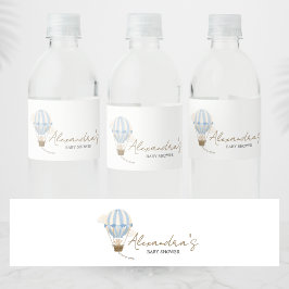 Blue Boho Bear Baby Shower Vattenflaskor Etikett