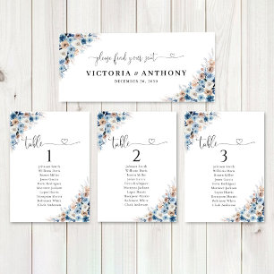 Blue Boho Blommigt Bröllop Head Bord Sign
