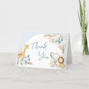 Blue Boho Blommigt Safari Baby Shower Tack Kort