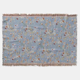 Blue Boho Blommigt Throw Blanket Blanket Filt