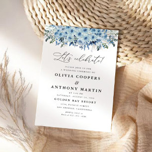Blue Boho Blommigt Wedding bjudande in Inbjudningar