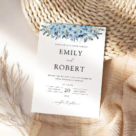 Blue Boho Blommigt Wedding bjudande in Inbjudningar