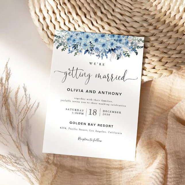 Blue Boho Blommigt Wedding bjudande in Inbjudningar (Skapare uppladdad)