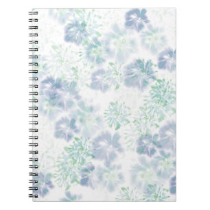 Blue Boho Blooming Flowers Blommigt Tie Dye Mönste Anteckningsbok