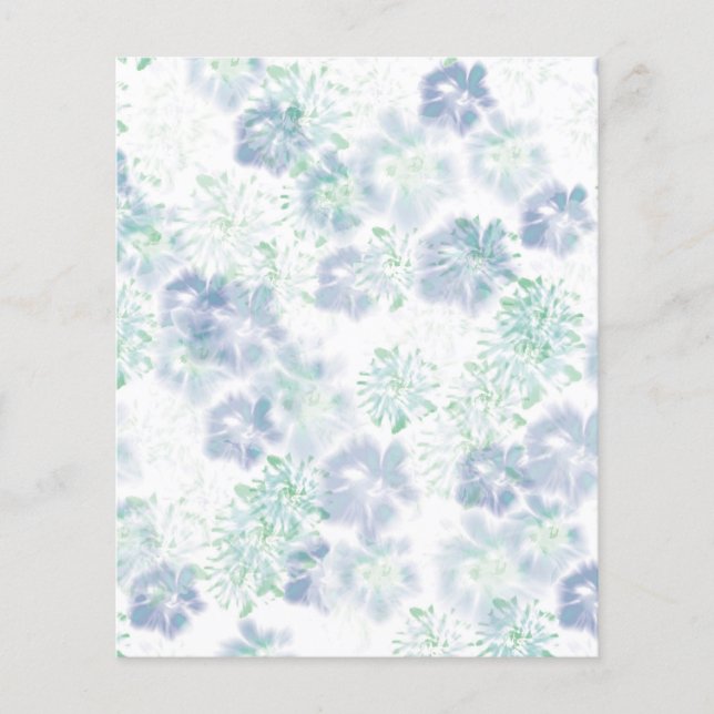 Blue Boho Blooming Flowers Blommigt Tie Dye Mönste Flygblad (Framsidan)