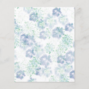 Blue Boho Blooming Flowers Blommigt Tie Dye Mönste Flygblad