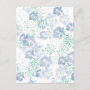 Blue Boho Blooming Flowers Blommigt Tie Dye Mönste Vykort