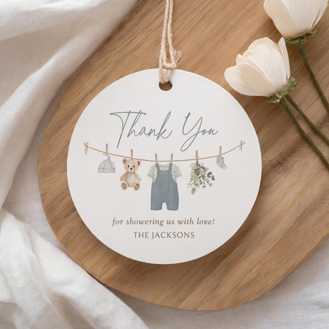 Blue Boho Boy Baby Clothes Baby Shower Gåvor Etiketter (Skapare uppladdad)