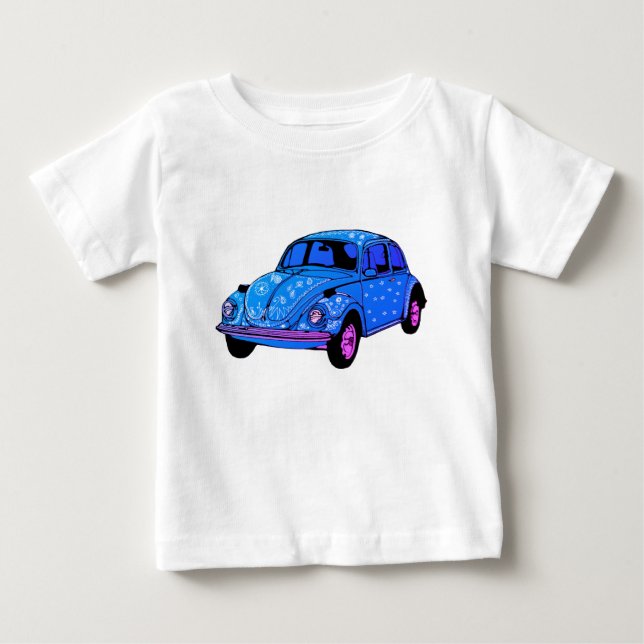 Blue Boho Car Bra Jersey T-Shirt, White Tee (Framsida)