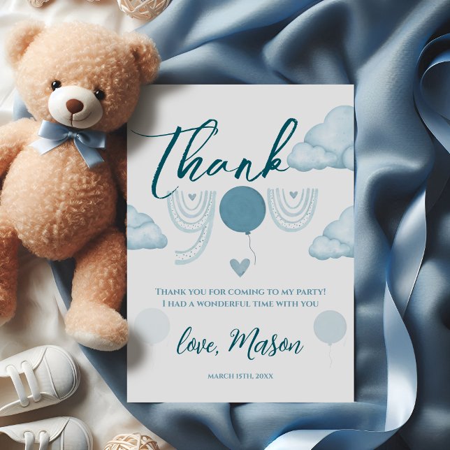 Blue Boho Cloud Mr Onederful First Birthday Tack Kort (Skapare uppladdad)