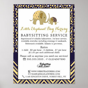 Blue Boho Elephant, Babyvvakt, Daycare, Nursery Poster